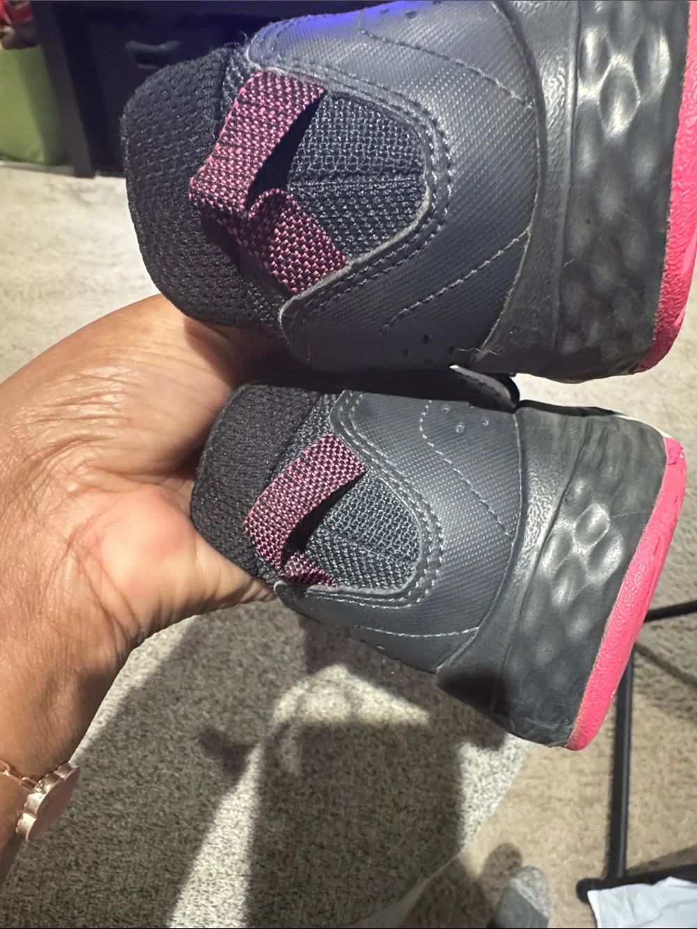 New Balance Women’s Black Athletic Sneakers with Pink and Teal Accents